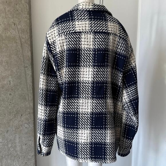 Wax London - Whiting Navy Marine Beatnik Overshirt Size L - Picture 4 of 6